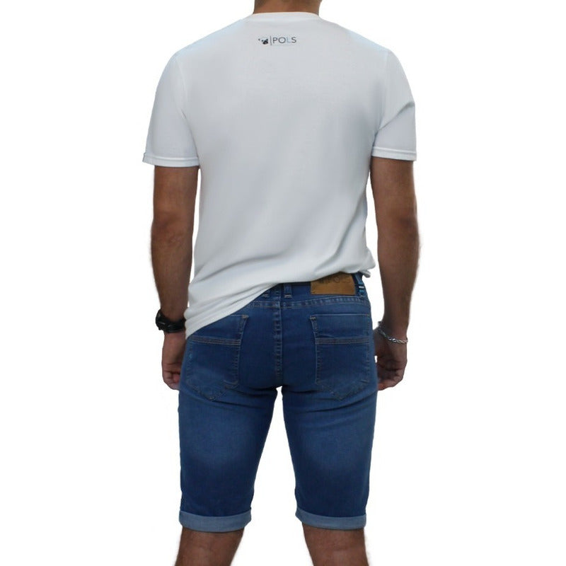Bermudas Jeans Short Para Hombre Pols Polc-db501m